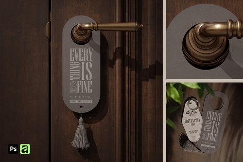 Hotel Door Hanger with Tassel Mockup