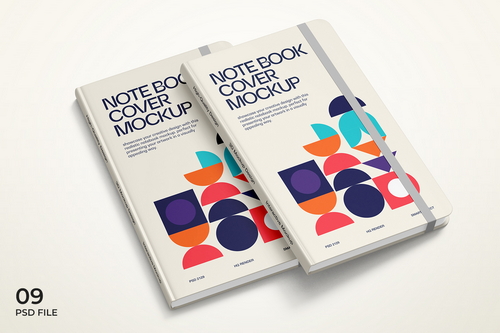 Hardcover Notebook Mockup Set in PSD