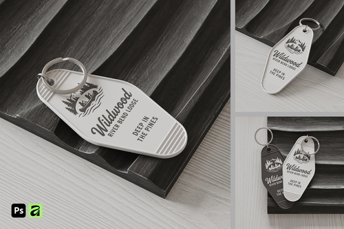 Vintage Hotel Key Tag Mockup