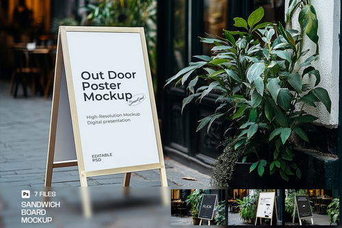 Wooden Sandwich Board Mockup