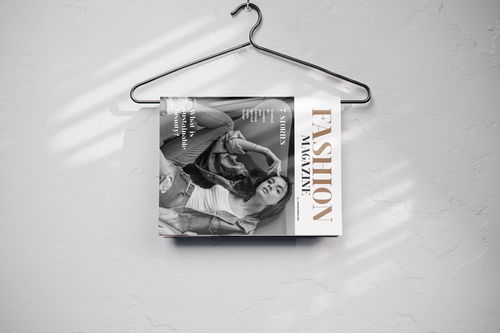 Glossy Magazine on a Clothes Hanger Mockup