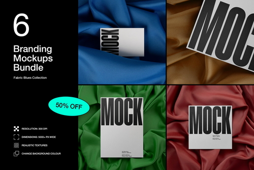 Branding Mockup Bundle 'Cloth' - 6 Stationery Mockups