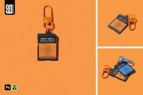 Memory Card Keychain Mockup