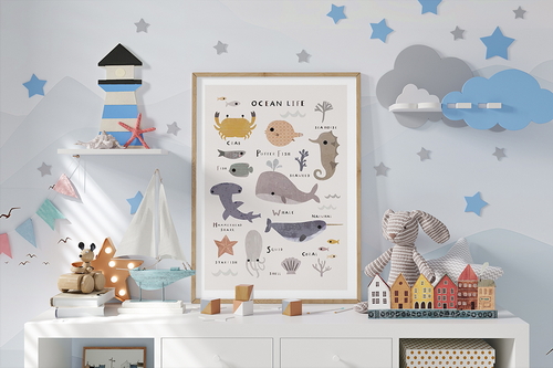 Poster in the Children's Room Mockup
