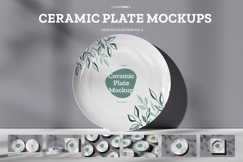 7 Ceramic Dinner/Dessert Plate Mockups vol.2