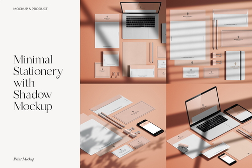 Minimal Stationery with Shadow Mockup