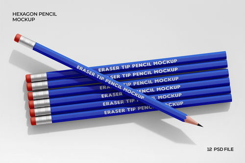 Hexagon Pencil Mockup Set