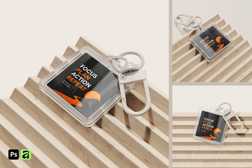 Square Acrylic Keychain Mockup