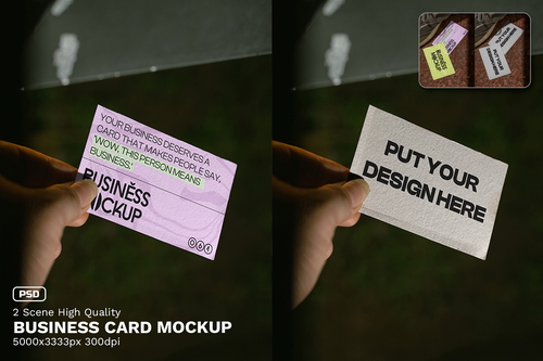2 Realistic Scene High Quality Business Card Mockup - VOL 4