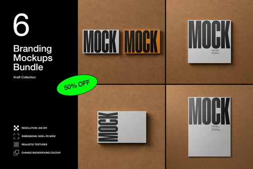 Branding Mockup Bundle 'Craft' - 6 Stationery Mockups