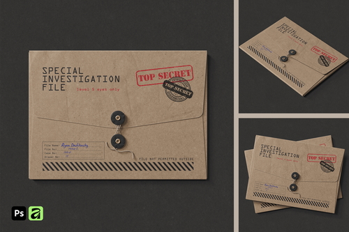 Kraft String-Tie Folder Mockup