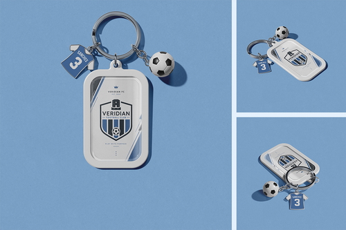 Football Keychain with Charms Mockup