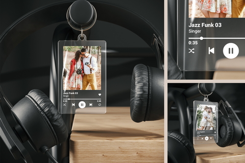 Transparent Song Keychain Mockup