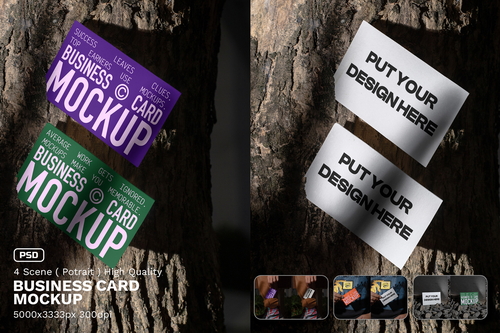 Realistic Scene Business Card Mockup - VOL 1