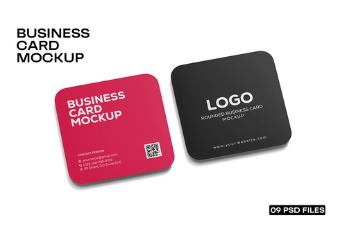Rounded Square Name Card Mockup
