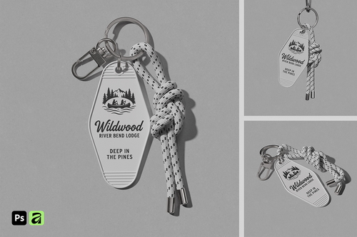 Motel Keychain with Rope Mockup