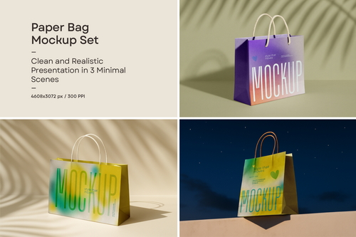 Paper Bag Mockup Set &ndash; Clean and Realistic Scenes