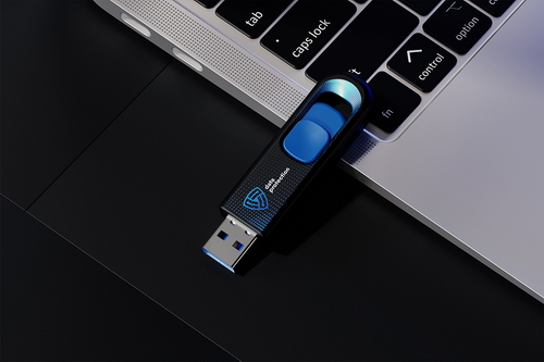 USB Flash Drive Near the Laptop Mockup