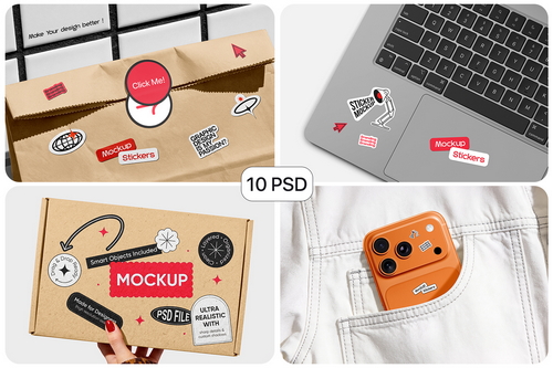 Product Sticker Mockups Pack