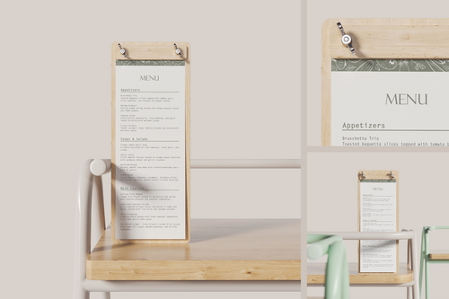 Wooden Menu Board Mockup