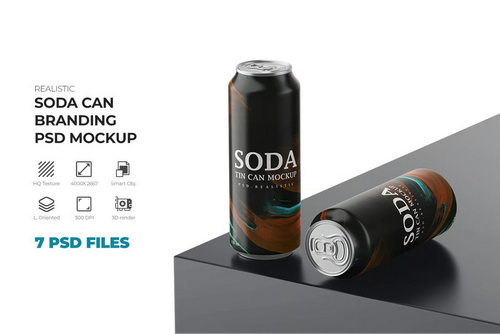 Tin Soda Can Mockup for Cold Drinks