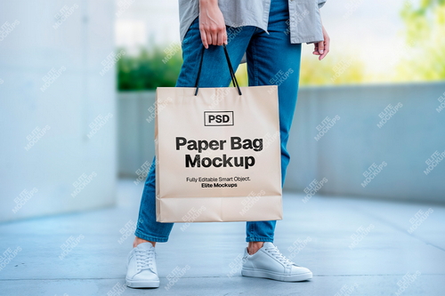 Premium Paper Shopping Bag Mockup Set PSD
