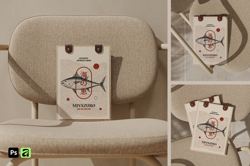 Menu Holder with Leather Clasps Mockup