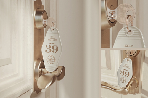 Hotel Keychain Hanging on a Ring Mockup