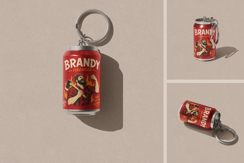 Soda Can Keychain Mockup