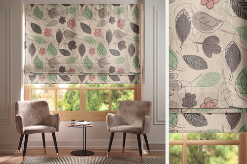 Roman Blind Curtain on the Window Mockup
