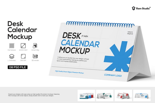 Spiral Desk Calendar Mockup