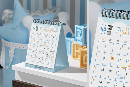 Spiral Desk Calendar Planner Mockup
