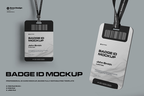 2 ID Card Badge Mockups. Vol.01. Generated AI