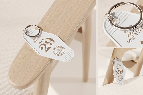 Retro Keychain Branding Mockup
