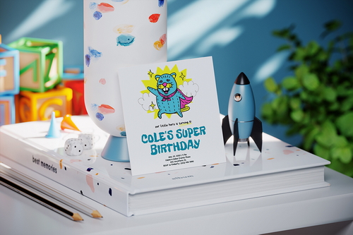 Kid Square Invitation Card Mockup