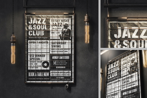 Vintage Wall Poster in Caged Frame Mockup
