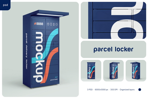 Parcel Delivery Locker Mockup Set
