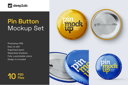 Pin Button Mockup Set