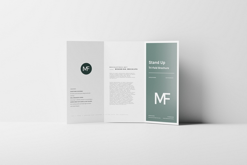 Stand Up Tri-Fold Brochure Mockups