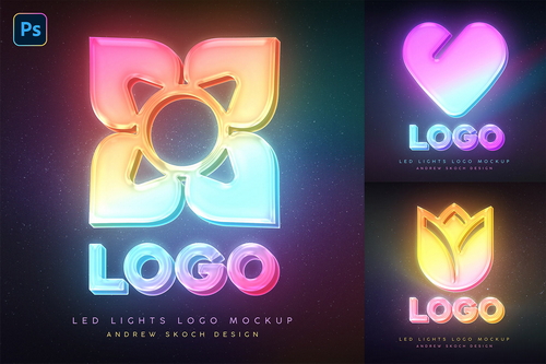 LED Logo Photoshop Mockup