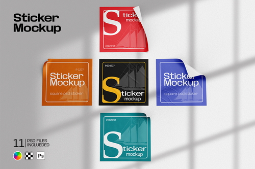 Square Sticker Mockup For Branding