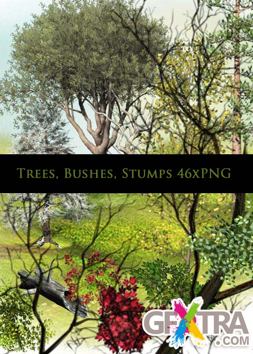Trees, Bushes, Stumps 46xPNG