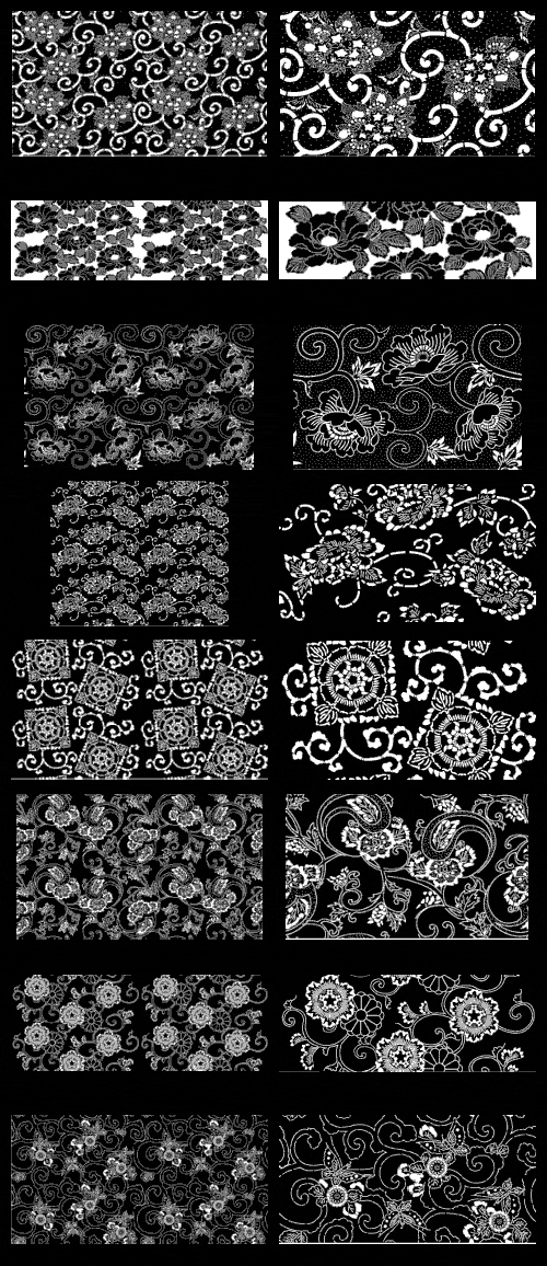 Hana Emaki - Historical Fabric Scans &amp; Their Vector Patterns 50xAI
