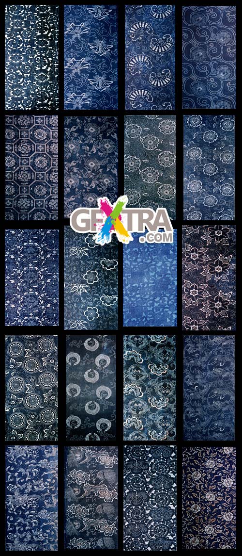 Hana Emaki - Historical Fabric Scans &amp; Their Vector Patterns 50xAI