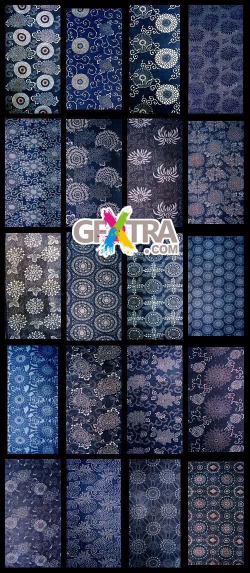 Hana Emaki - Historical Fabric Scans &amp; Their Vector Patterns 50xAI