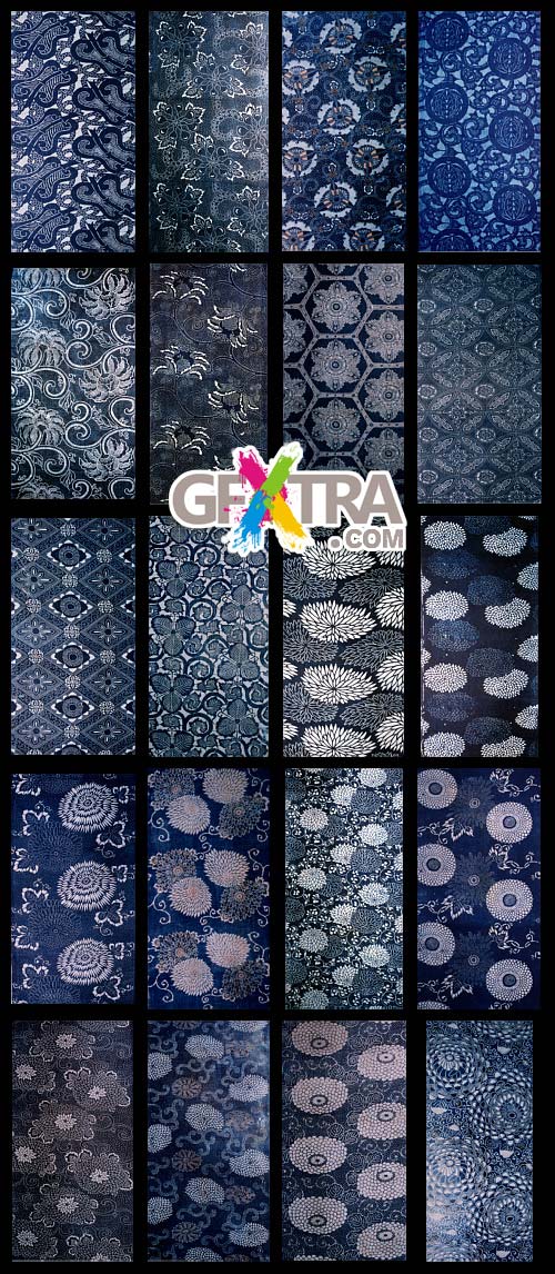 Hana Emaki - Historical Fabric Scans &amp; Their Vector Patterns 50xAI