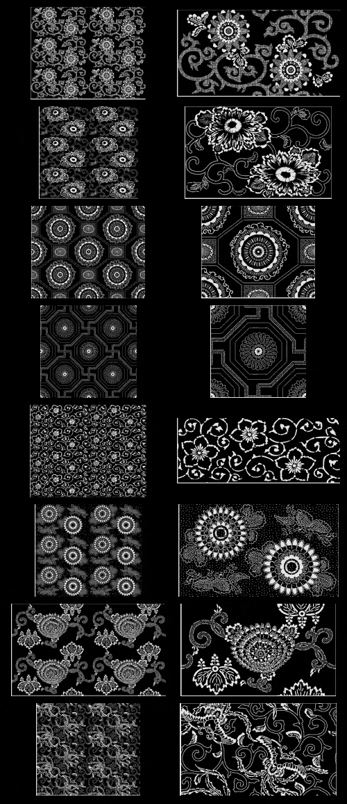 Hana Emaki - Historical Fabric Scans &amp; Their Vector Patterns 50xAI