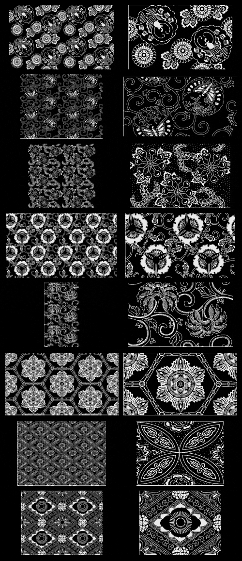 Hana Emaki - Historical Fabric Scans &amp; Their Vector Patterns 50xAI