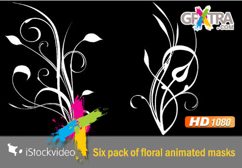 iStockVideo - Six Pack of Floral Animated Masks HD1080