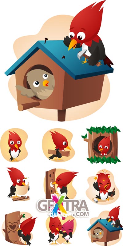 Funny Woodpecker Collection, EPS by iStockPhoto